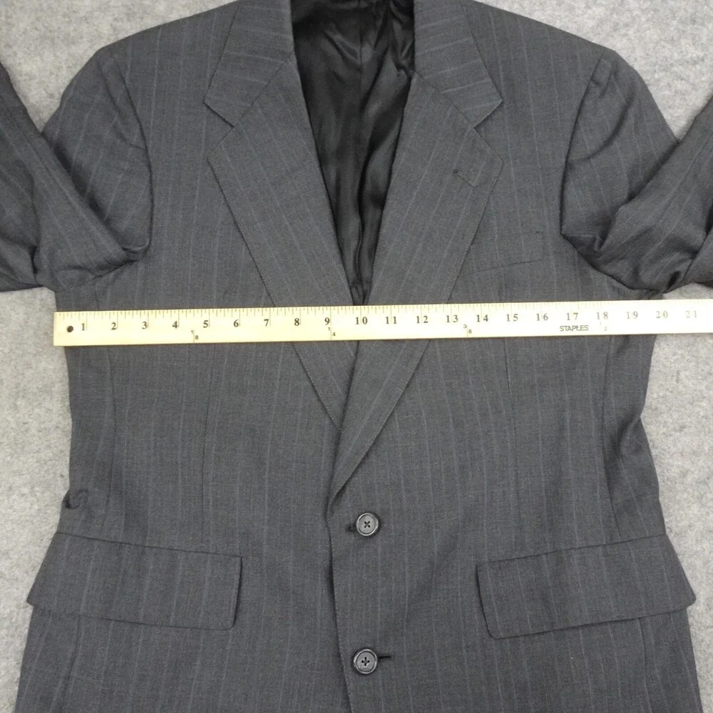 Vintage Hart Schaffner Marx Jacket Mens 40R Black Pinstripe Suit Coat Pockets